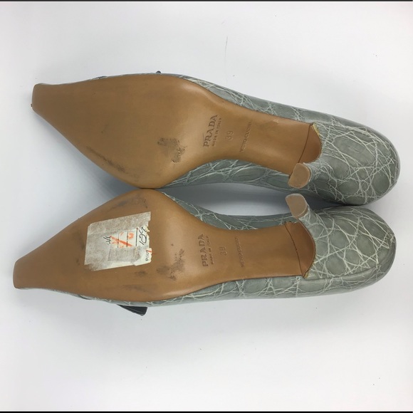 NEW PRADA Vintage Grey Crocodile Pumps 39 9 Heels Shoes Alligator Authentic - Picture 6 of 6